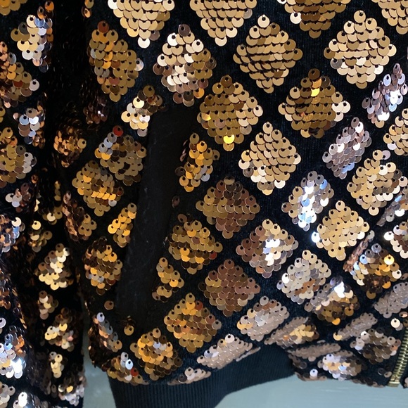Michel sequin jacket, rose, gold, and black size small. - Picture 3 of 6
